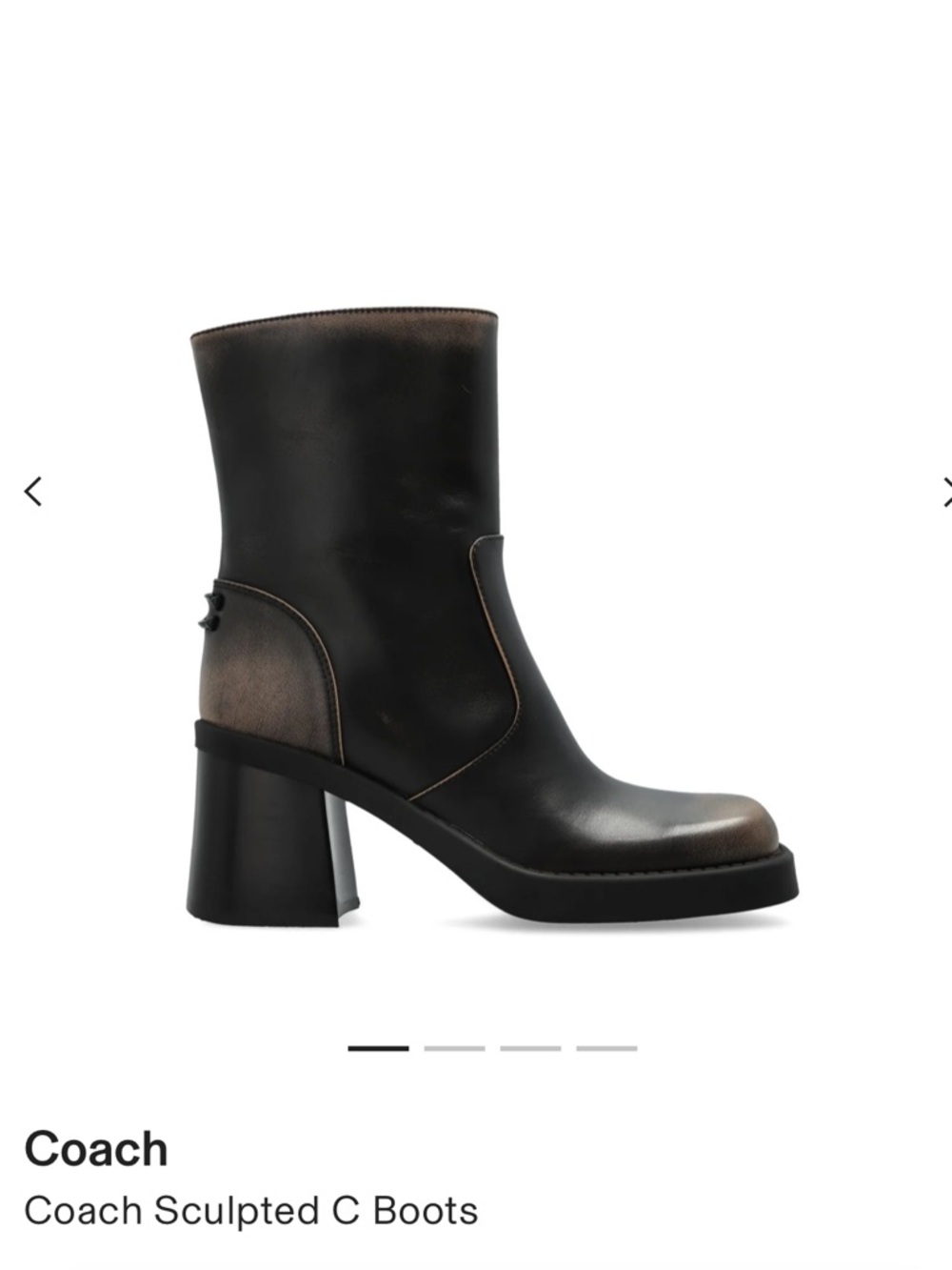 Coach Sculpted C Ankle Boots in Black and Brown